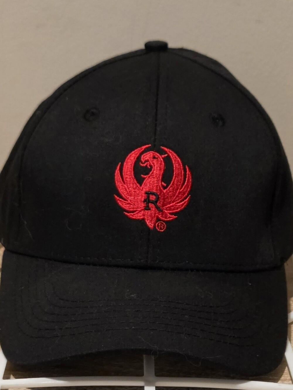 Ruger 1949 Phoenix Logo Velcro Strapback Hat - Black & Red - Like New Condition